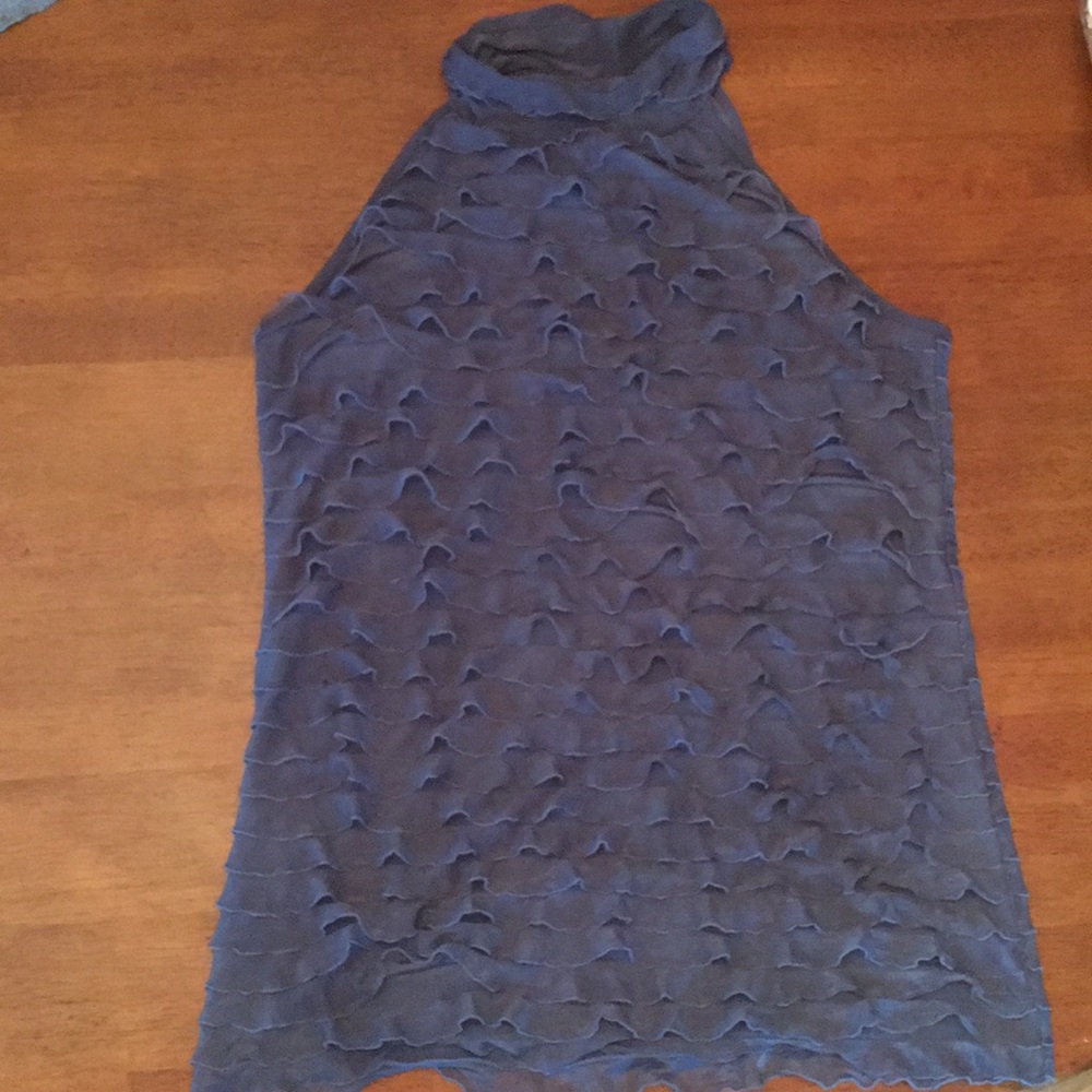 Ruffle grey tank with high neck